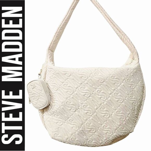 Steve Madden BStanley SM Logo Hobo Bag- Vanilla